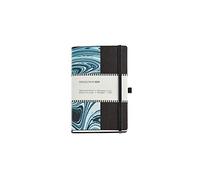 Miquelrius - Cuaderno de notas A6+ (112 x 174 mm), 84 hojas rayadas, Papel color marfil de 90 g/m², Cubiertas de símil piel, Cantos encerados, Cierre de goma elástica, Portabolígrafo, Mármol