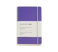 Miquelrius - Cuaderno de notas A6 (90 x 142 mm), 96 hojas lisas, Papel marfil de 80 g/m², Tapa de cartón texturizado y lomo tela, Cierre elástico, Colección Retro violeta