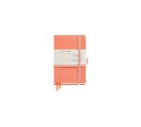 Miquelrius - Cuaderno de notas A6 (90x140 mm), Tapa dura símil piel vinílica, Cierre elástico, 96 hojas de 80 g/m², 160 páginas en blanco numeradas + 32 lisas con recuadro de color, Melocotón