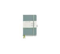 Miquelrius - Cuaderno de notas A6 (90x140 mm), Tapa dura símil piel vinílica, Cierre elástico, 96 hojas de 80 g/m², 160 páginas cuadriculadas numeradas + 32 lisas con recuadro de color, Verde