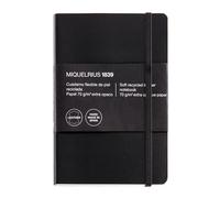 Miquelrius - Cuaderno flexible con índice alfabético, Compacto de piel reciclada (104 x 150 mm), 300 hojas, Papel cuadriculado 5 mm, Con goma elástica, Fabricado en España, Color negro