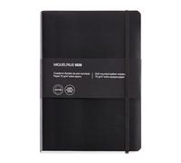 Miquelrius - Cuaderno flexible sin índice de piel reciclada A5+ (152 x 210 mm), 300 hojas, Papel cuadriculado 5 mm, Con goma elástica, Fabricado en España, Color negro