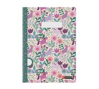 Miquelrius - Cuaderno grapa A4 rayado, 48 hojas de papel extra opaco de 70 g/m², Encuadernación grapada, Tapa de cartulina plastificada, Guarda impresa, Espacio para el nombre, Flower