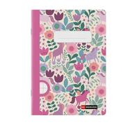 Miquelrius - Cuaderno grapa A5 rayado, 48 hojas de papel extra opaco de 70 g/m², Encuadernación grapada, Tapa de cartulina plastificada, Guarda impresa, Espacio para el nombre, Flower