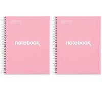 Miquelrius - Cuaderno Notebook Emotions, 1 Franja de Color, A5, 80 Hojas con Rayado Punteado (Dots), Papel 90 g, 2 Taladros, Cubierta de Cartón Duro, color Rosa (Paquete de 2)