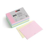 Miquelrius - Flashcards, Tarjetas para Estudio, 200 Fichas Rayadas de Colores Pastel, Tamaño A6 (148 x 105 mm), Papel Cartulina Offset 180 g/m², Material de oficina y escolar para la vuelta al cole