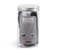Miquelrius - Kit de lectura, Incluye mini luz con pinza para colocar en libro, Gamuza, Tapones y Punto de libro, Presentado en un estuche transparente de Ø60 x 115 mm