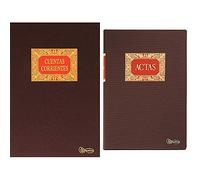 Miquelrius - Libro de Contabilidad, Cuentas Corrientes, Folio Natural, 100 Hojas + Libro de Contabilidad, Folio Natural, Actas, 100 Hojas, Forrado en Tela y Engomado