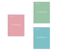 Miquelrius - Lote de 3 Cuadernos A4 Cuadriculados, 80 Hojas 90 g/m², Cuadrícula 5 mm, 1 Franja de Color, Espiral Microperforado, Tapa Extra Rígida, 4 Taladros, Rosa + Menta + Azul Cielo