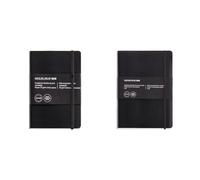 Miquelrius - Lote de Cuaderno flexible en piel reciclada,104 x 150 mm, 200 Hojas de 70 g/m², Cuadriculado 5 mm, Cierre goma, Con índice, Negro + Cuaderno flexible en piel reciclada,152 x 210 mm, 100 H