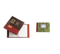 Miquelrius - Lote de Libro de Actas, 100 Hojas Móviles, 15 anillas, Cubierta Plástico, Color Burdeos + Cuaderno de Caja M.D.D.H., Apaisado 210 x 150 mm, 100 Hojas, Cartón Jaspeado, Lomo Engomado