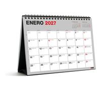 Miquelrius MR28410 Calendario 18 meses 2026 2027 Basic, Calendario de sobremesa A5 (21 × 14,85 cm), Con espacio para anotar, Espiral doble, Base de cartón, Español