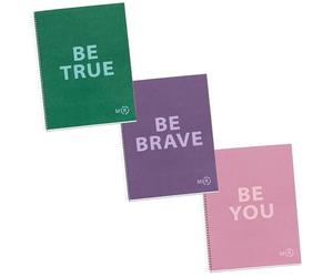 Miquelrius - Pack 3 cuadernos A4, 80 Hojas 90 g/m², Cuaderno punteado, Libretas con tapa dura reciclada y espiral, 4 taladros para archivar, Ideales para lettering, bullet journal y la vuelta al cole