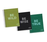 Miquelrius - Pack 3 Cuadernos A5 de Papel Reciclado, 80 Hojas 90 g/m², Cuaderno Punteado, Libretas con Tapa Dura y Espiral, 2 Taladros para Archivar, Lettering, Bullet Journal y Vuelta al Cole