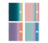Miquelrius - Pack 4 Cuadernos A4 Cuadriculados, 120 Hojas 70 g/m², Tapa de Polipropileno, Espiral, 4 Taladros para Archivar, Vuelta al Cole y Oficina, Aurora