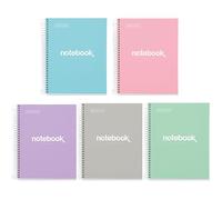 Miquelrius - Pack 5 Cuadernos A5 Cuadriculados, 80 Hojas, Tapa Dura Cartón
