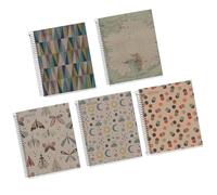 Miquelrius - Pack 5 Cuadernos A5 Reciclados Cuadriculados, 80 Hojas de 80 g/m², Cuadrícula 5 mm, 1 Banda de Color a Juego con la Cubierta, 2 Taladros para Archivar