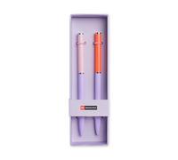 Miquelrius - Set 2 Bolígrafos azules, Óptimos para material escolar, Bolis punta 0.7 mm, Material oficina, Papelería bonita, Bolígrafo giratorio, Rosa/Rojo