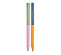 Miquelrius - Set de 2 bolígrafos bonitos metálicos mini de tinta azul, Boli compacto con punta de 0.9 mm, Recargables, Compatibles con recambio Metal Cross Broad 8100-2, Golden Jasmine