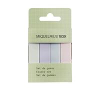 Miquelrius - Set de gomas de borrar, Pack de 4 gomas de colores pasteles, Tamaño 74 x 15 x 10 mm, Colección Back2Basics