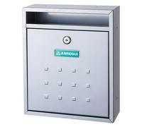 Arregui Buzón de comunidad vertical Mira V1302 para interior A4 acero gris-plata cerradura EN13724