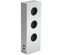 MIRA, elemento de enchufe USB para pared, color blanco. Incluye: 3 enchufes Schuko y cargador USB con 2 puertos USB