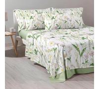 Mirabello FIORI D'INVIERNO var. 03B Blanco franela de algodón Juego de sábanas matrimonial