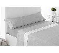Miracle Home. Juego de sábanas Floreta. Set de 4 Piezas, sábana Bajera Ajustable, encimera y 2 Fundas de Almohada. Anti-Peeling. 50% algodón-50% Microfibra cepillada. Gris. 150 x 200. Cama 150