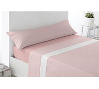 Miracle Home. Juego de sábanas Floreta. Set de 4 Piezas, sábana Bajera Ajustable, encimera y 2 Fundas de Almohada. Anti-Peeling. 50% algodón-50% Microfibra cepillada. Rosa. 150 x 200. Cama 150