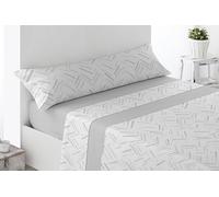 Miracle Home. Juego de sábanas Olite. Set de 3 Piezas, sábana Bajera Ajustable, encimera y Funda de Almohada. Anti-Peeling. 50% algodón-50% Microfibra cepillada. Gris. 135 x 200. Cama 135