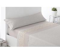Miracle Home. Juego de sábanas Roda. Set de 3 Piezas, sábana Bajera Ajustable, encimera y Funda de Almohada. Anti Peeling. 50% algodón-50% Microfibra cepillada. Beige. 90 x 200. Cama 90