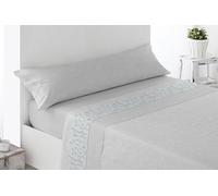 Miracle Home. Juego de sábanas Roda. Set de 3 Piezas, sábana Bajera Ajustable, encimera y Funda de Almohada. Anti Peeling. 50% algodón-50% Microfibra cepillada. Gris. 90 x 200. Cama 90