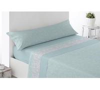 Miracle Home. Juego de sábanas Roda. Set de 3 Piezas, sábana Bajera Ajustable, encimera y Funda de Almohada. Anti Peeling. 50% algodón-50% Microfibra cepillada. Azul. 135 x 200. Cama 135