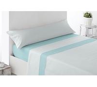 Miracle Home. Juego de sábanas Turcia. Set de 4 Piezas, sábana Bajera Ajustable, encimera y 2 Fundas de Almohada. Anti-Peeling. 50% algodón-50% Microfibra cepillada. Azul. 150 x 200. Cama 150