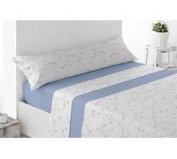 Miracle Home. Juego de sábanas Valverde. Set de 3 Piezas, sábana Bajera Ajustable, encimera y Funda de Almohada. Anti-Peeling. 50% algodón-50% Microfibra cepillada. Azul. 135 x 200. Cama 135