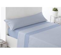 Miracle Home. Juego de sábanas Vichy. Set de 3 Piezas, sábana Bajera Ajustable, encimera y Funda de Almohada. Anti-Peeling. 50% algodón-50% Microfibra cepillada. Azul. 150 x 200. Cama 150