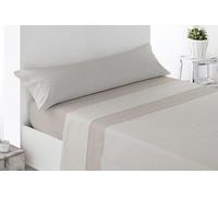 Miracle Home. Juego de sábanas Vichy. Set de 3 Piezas, sábana Bajera Ajustable, encimera y Funda de Almohada. Anti-Peeling. 50% algodón-50% Microfibra cepillada. Beige. 150 x 200. Cama 150