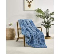 Miracle Home. Manta Polar Reversible de Microfibra Circón Franela Aterciopelada y Sherpa 280GSM-180GSM, Suave, cálida y Ligera, Lavable a máquina, 130 X 160. Azul