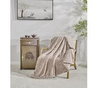 Miracle Home. Manta Polar Reversible de Microfibra Perla Franela Aterciopelada y Sherpa 280GSM-180GSM, Suave, cálida y Ligera, Lavable a máquina, 130 X 160. Marrón