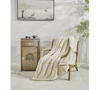 Miracle Home. Manta Polar Reversible de Microfibra Perla Franela Aterciopelada y Sherpa 280GSM-180GSM, Suave, cálida y Ligera, Lavable a máquina, 130 X 160. Beige