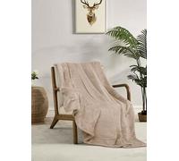 Miracle Home. Manta Polar Reversible de Microfibra Pirita Franela Aterciopelada y Sherpa 260GSM-180GSM, Suave, cálida y Ligera, Lavable a máquina, 130 X 160. Beige