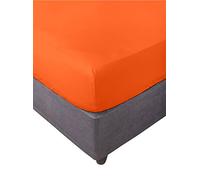Miracle Home. Sábana Bajera Ajustable, Elástica, Suave, Cómoda, Antipeeling. Algodón 50% Poliéster. Cama 135. 135 x 200 x 30. Naranja