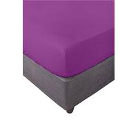 Miracle Home. Sábana Bajera Ajustable, Elástica, Suave, Cómoda, Antipeeling. Algodón 50% Poliéster. Cama 150. 150 x 200 x 30. Berenjena