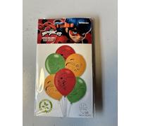 MIRACULOUS LADYBUG - Globos (6 unidades, 27,5 cm, de látex natural, para aire y helio, decoración para fiestas de cumpleaños infantiles, 6 unidades)