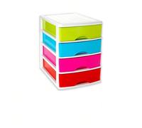 MIRAMAX-Cajonera de plástico Guadiana 3 -4 cajones transparentes, torre almacenaje, sobremesa, escritorio, baño, oficina Transparent. 3 drawers