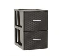 MIRAMAX-Cajonera Volga en Rattán Marrón o Blanco | 2, 3 o 4 Cajones | Almacenamiento para Dormitorio, Sala y Oficina Brown