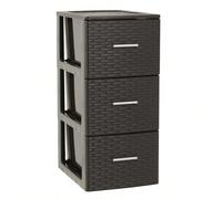 MIRAMAX-Cajonera Volga en Rattán Marrón o Blanco | 2, 3 o 4 Cajones | Almacenamiento para Dormitorio, Sala y Oficina Brown