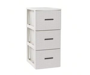 MIRAMAX-Cajonera Volga en Rattán Marrón o Blanco | 2, 3 o 4 Cajones | Almacenamiento para Dormitorio, Sala y Oficina Brown