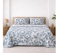 MIRAMAX - Colcha Bouti Decorativa Estampada Ligero de Verano｜Suave y Transpirable｜Multidiseño｜90-180 cm｜Ideal para Dormitorio Moderno Blue leaf Bed 105cm