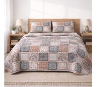 MIRAMAX - Colcha Bouti Decorativa Estampada Ligero de Verano｜Suave y Transpirable｜Multidiseño｜90-180 cm｜Ideal para Dormitorio Moderno Red squares Bed 105cm